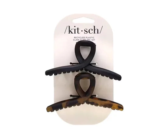 Kitsch Recycled Plastic Claw Clips Black & Tort 2 Pieces